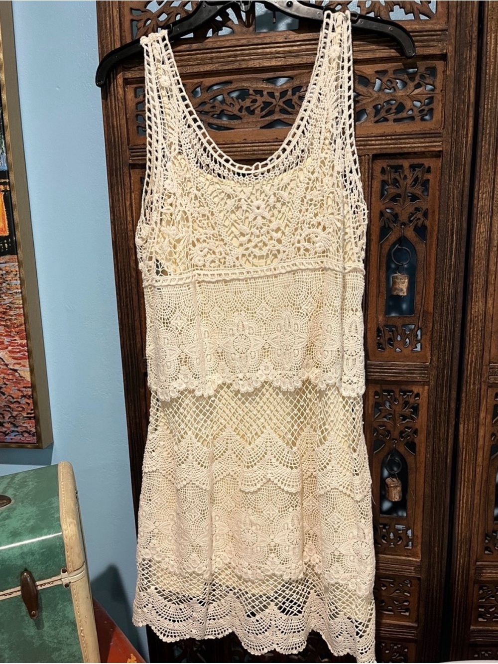 OFFERS OPEN! Women’s small American Eagle Cream Crochet Lace Mini Dress beach